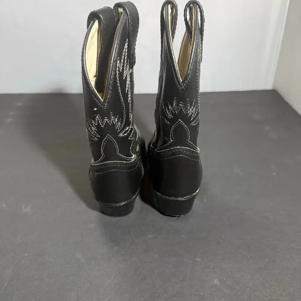 Connie Colt Western Cowboy Boots Black Hand Made Stitching Toddler Girls Size 8